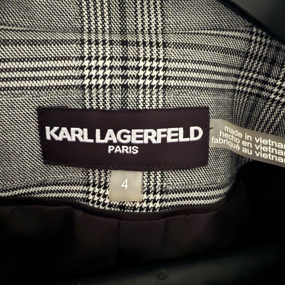 Karl Lagerfeld Gray Square Pattern Houndstooth Bl… - image 3